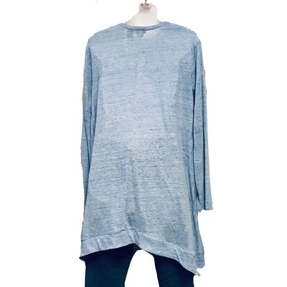 Tahari Blue Linen Duster Cardigan Sweater Petite Small - Picture 6 of 14